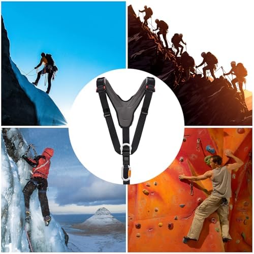 SOB Climbing Harness Shoulder Harness, Adjustable Shoulder Harness with Carabiner, Compatible with Climbing Harnesses