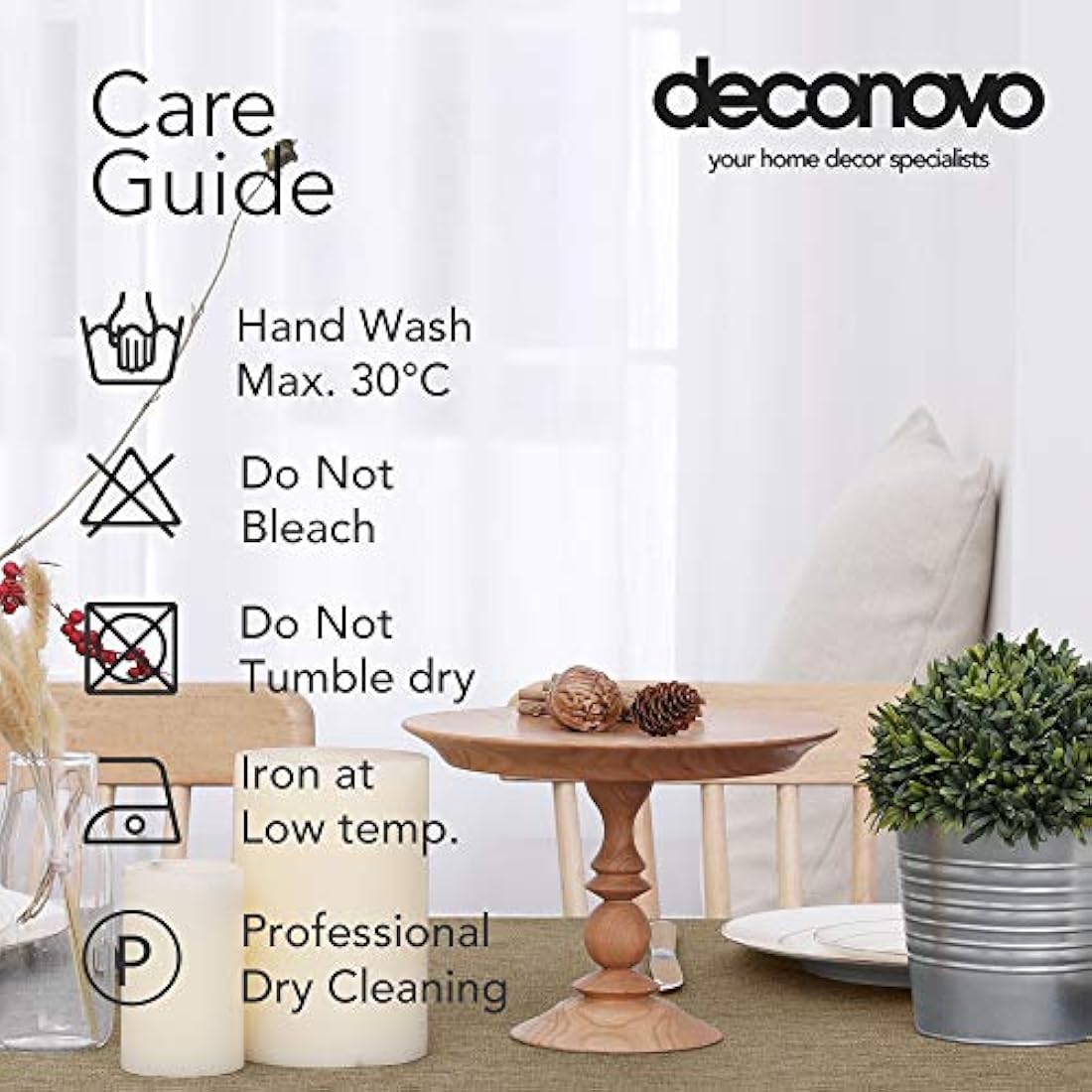 Deconovo Faux Linen Rectangle Water Resistant Table Cloth for Dinning 59x95in(150x240cm) Light Brown