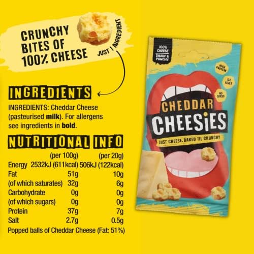 CHEESIES | Crunchy Snacking Cheese Keto Snack | Variety Pack | 100% Cheese | Sugar Free, Gluten Free, No Carb | High Protein and Vegetarian | Crunchy, Baked and Tasty | Multipack (20 g (Pack of 24))