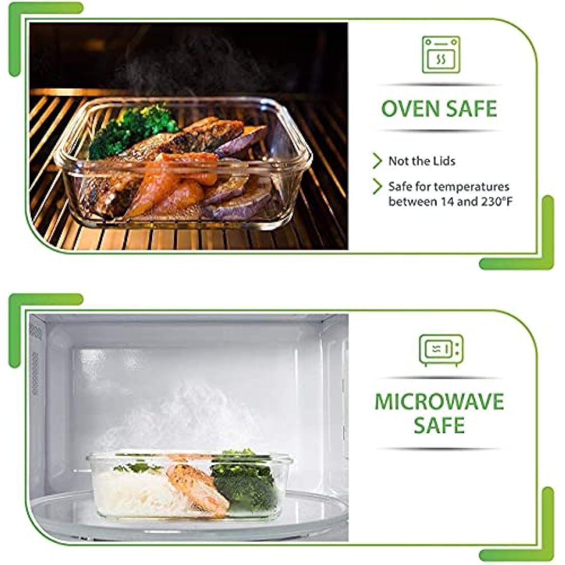 [5-Pack] Food Prep & Storage Glass Containers with Lids - Airtight Glass Meal Prep Containers Reusable (880 Millilitres - 1 Compartment)