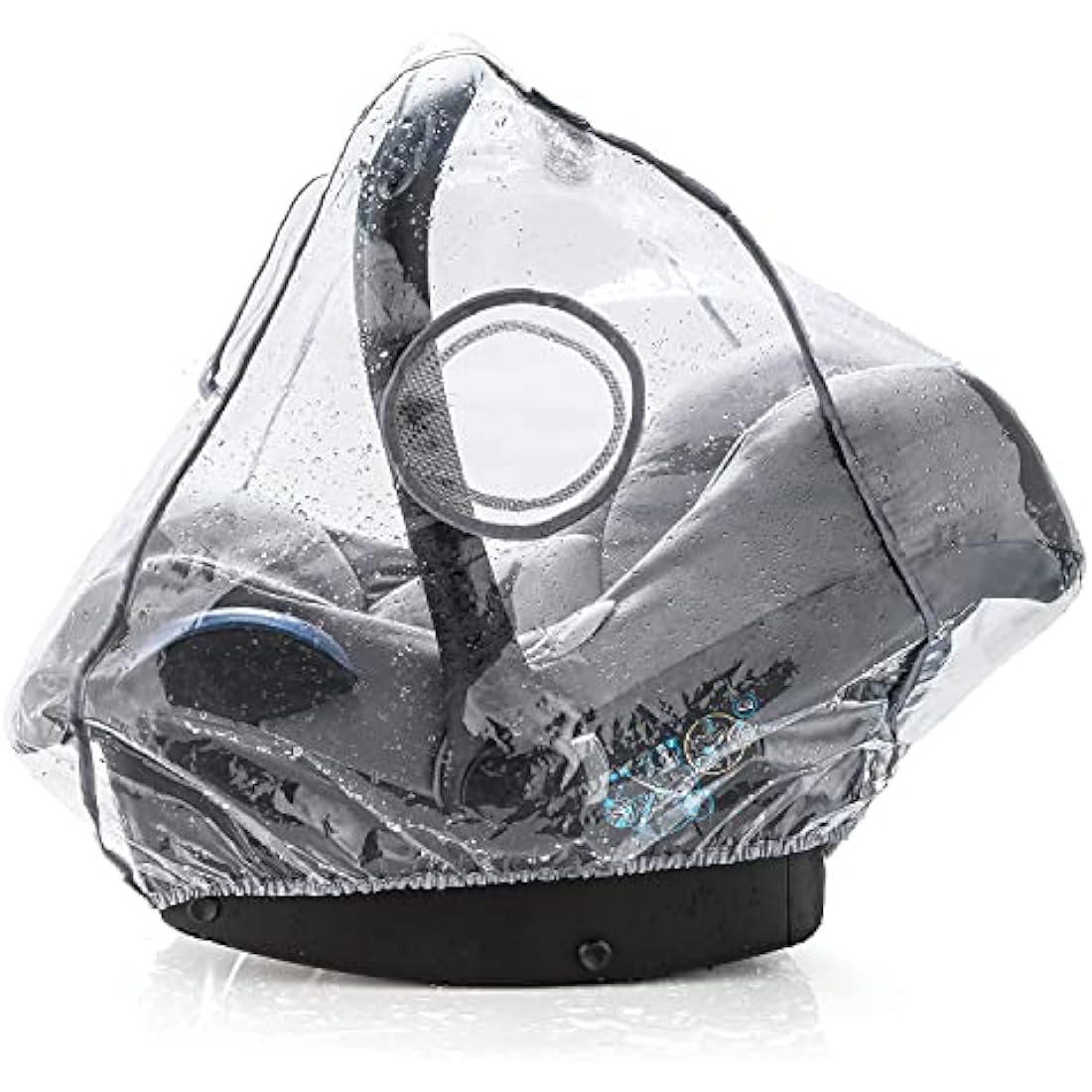 ZAMBOO Universal Car Seat Rain Cover with Quick-Access Window (to fit Maxi COSI/Cybex/Graco/Joie/Nuna e.g.) - Baby Car Seat Rain Cover, Dual Side Ventilation, Handle Opening - Grey