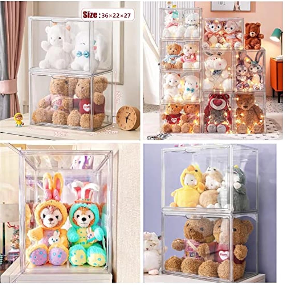 Siyecioa Acrylic Display Case for Collectibles, Transparent Acrylic Display Box with Door, Organizer & Protectors for Pop Figures, Funko Pop、Blind Box、Lego、Minifigure Figurines、Trophy（36×22×27cm）