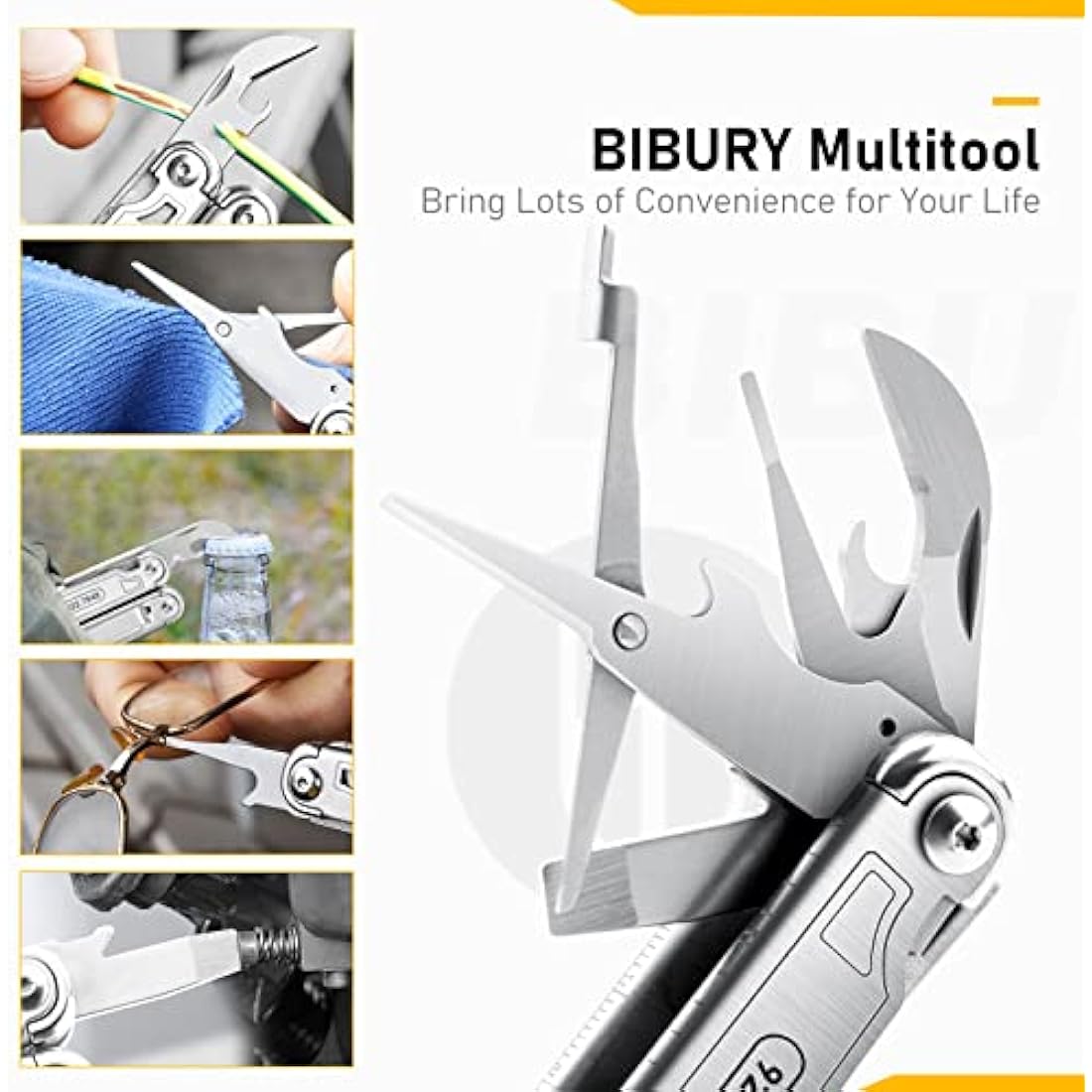 BIBURY Multitools, Upgraded Multi Tool Foldable Pliers, Stainless Steel Multitools with Nylon Pouch, Ideal for Camping, Outdoor, Repairing, Hiking - Gift for Dad Men