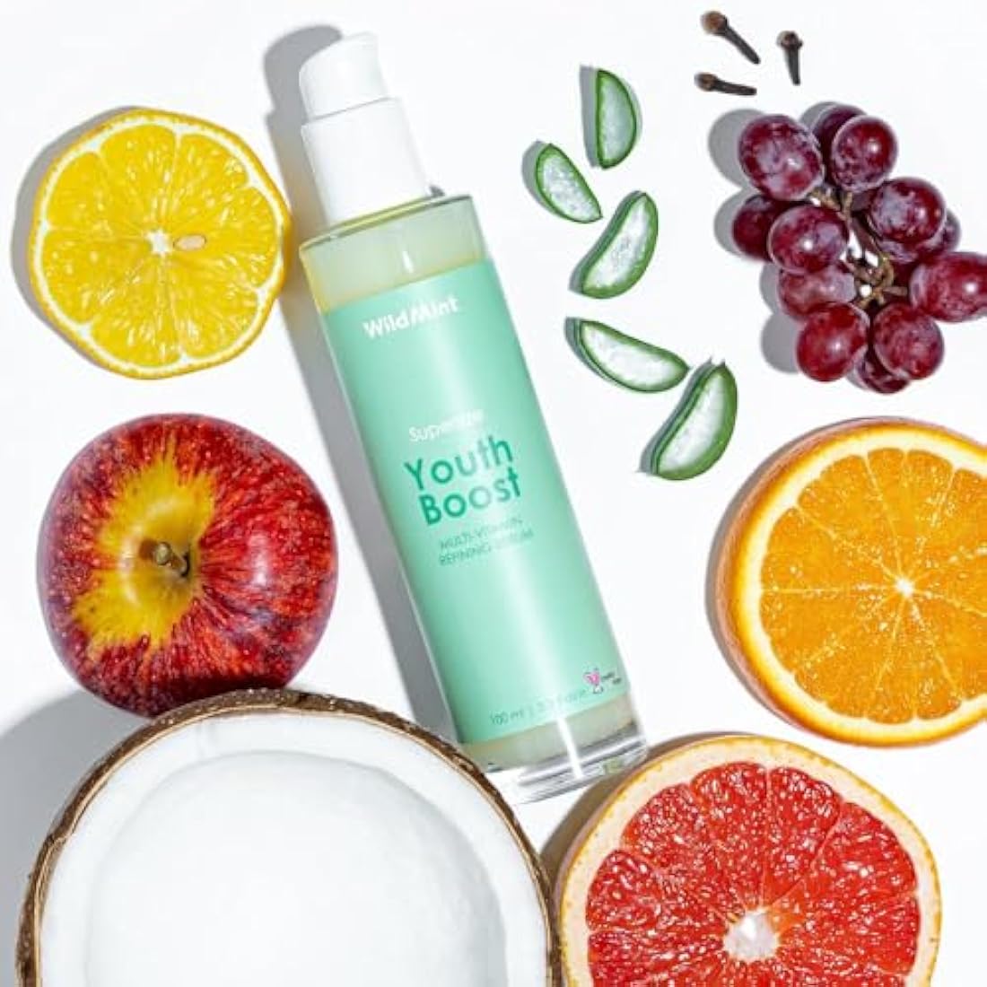 WildMint Youth Boost Natural Face Serum | Hydrating Anti-Aging Serum for Sensitive, Dry, Mature & Menopause Skin | Hyaluronic Acid & Vitamin C | UK Made Vegan & Cruelty-Free Skincare | 100ml