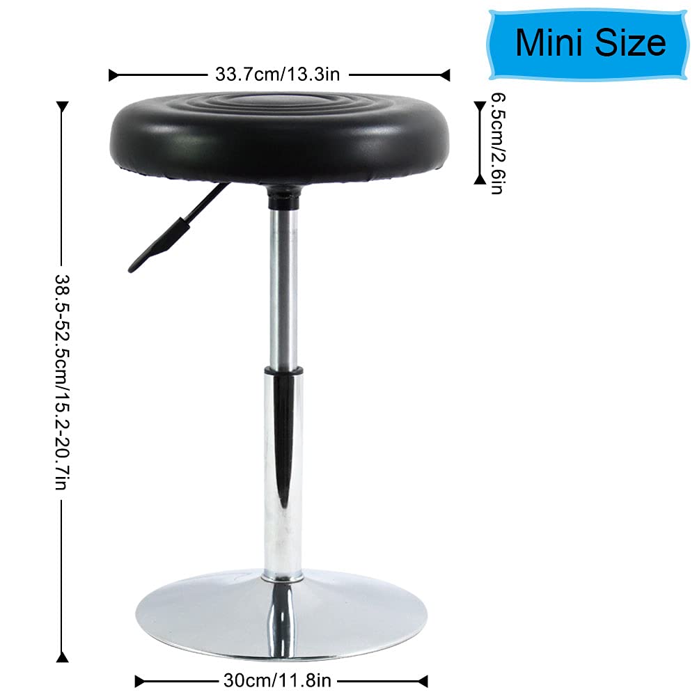 FURWOO PU Leather Short Round Cushion Spa Stool Height Adjustable Swivel Salon Stool for Home Kitchen Barber Shop Small(Black)