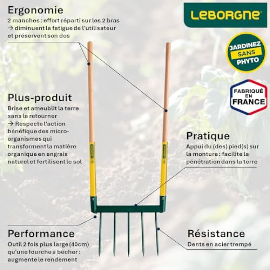 Leborgne - LEBORGNE - Biogrif Grelinette 5 dents interchangeables
