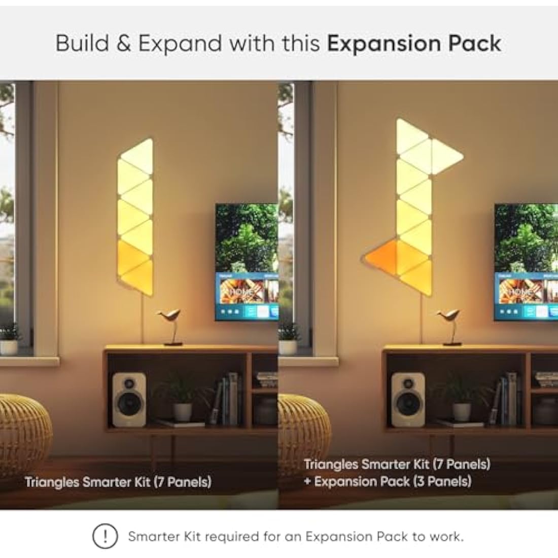 Nanoleaf Shapes Triangle Expansion Pack, 3 Additional Smart Light Panels LED RGBW - Modular Wi-Fi Colour Changing Wall Lights, Works with Alexa Google Assistant Apple Homekit, for Room Decor & Gaming