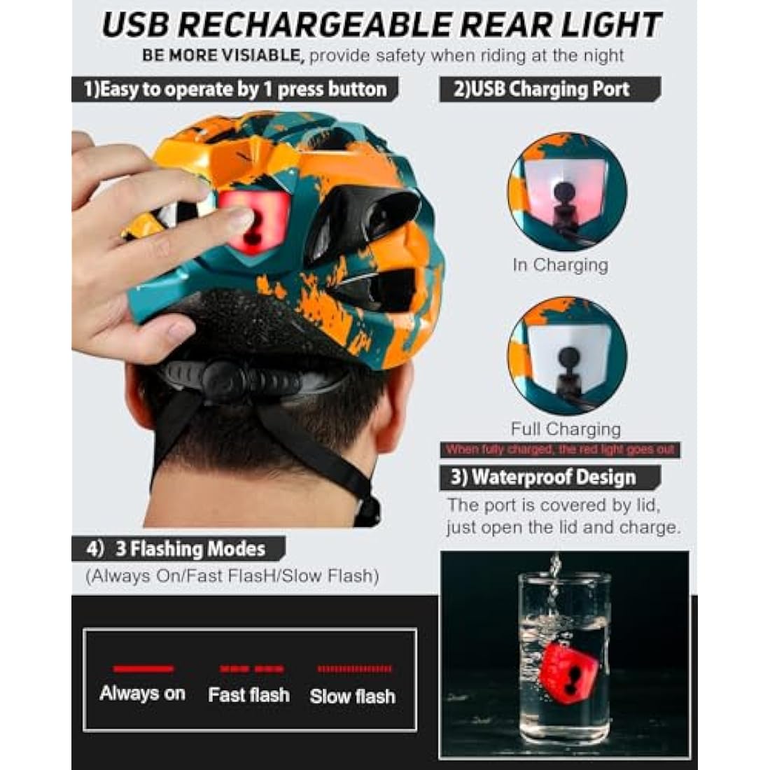 RaMokey Bike Helmet for Men and Women, Lightweight Cycle Helmet with LED Light Magnetic Goggle Sun Visor, Mountain & Road Bicycle Helmets for Adult Cycling Adjustable Size 57-62cm