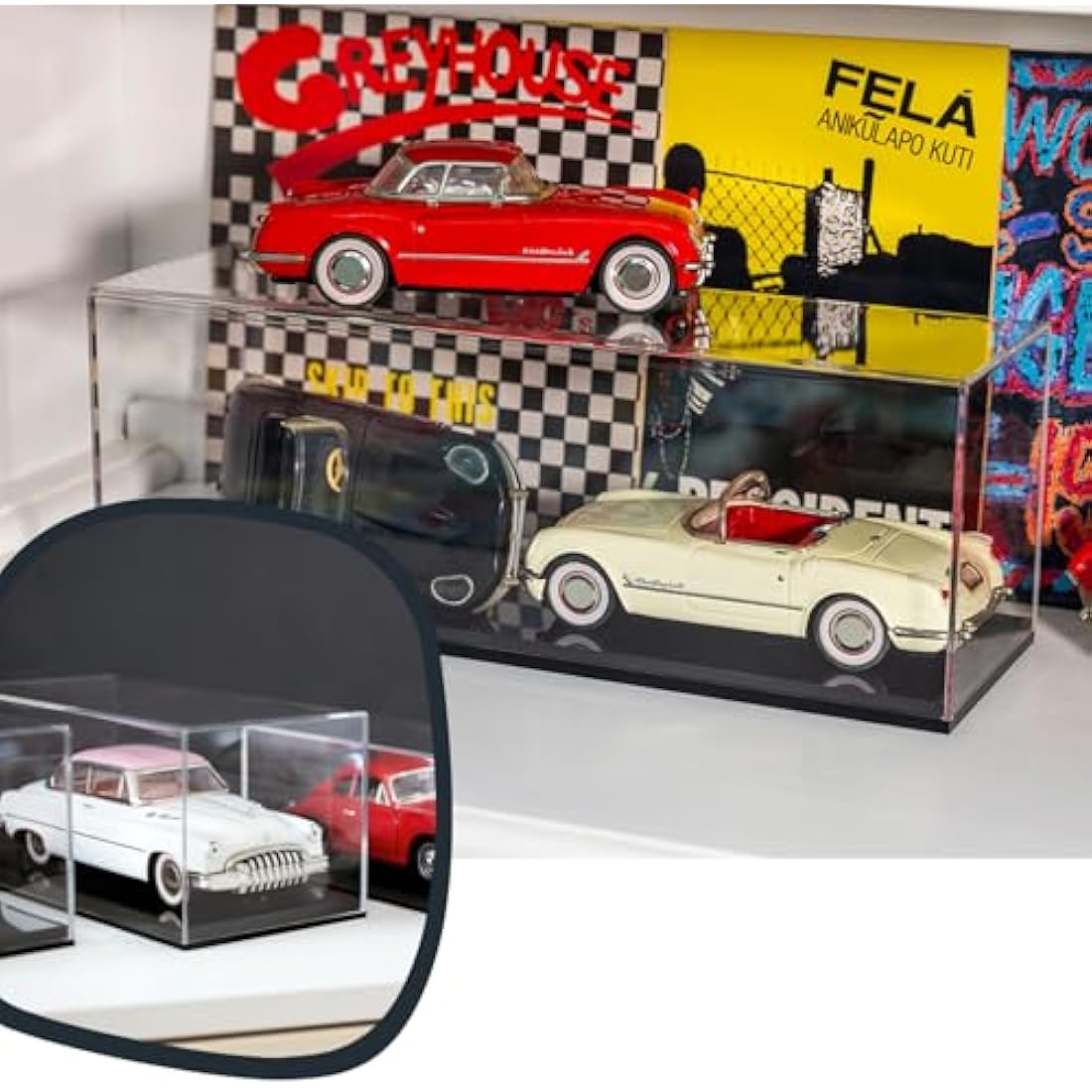HMF 46800900 Acrylic Display Case for Model Cars / Figures, Various Sizes, Transparent, 30 x 14 x 15 cm