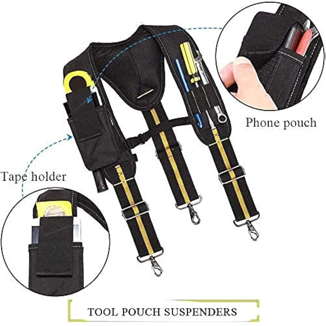 Tool Belt Suspenders,Heavy Duty Electrician Tool Belts,Multi-Pockets Electrician's Bag with Lumbar Support for Carpenter Electrician Work Suspension Rig