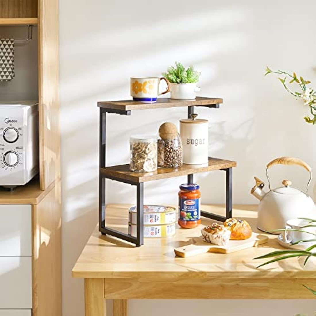 IBUYKE Spice Rack,kitchen countertop organizer Shelf,Extra Large Cabinet Storage Shelf Organizer Rack,Bathroom Storage Shelf,Cosmetic Storage Rack, Pantry Shelf for Kitchen,Dining Room,Office,TLJ001H