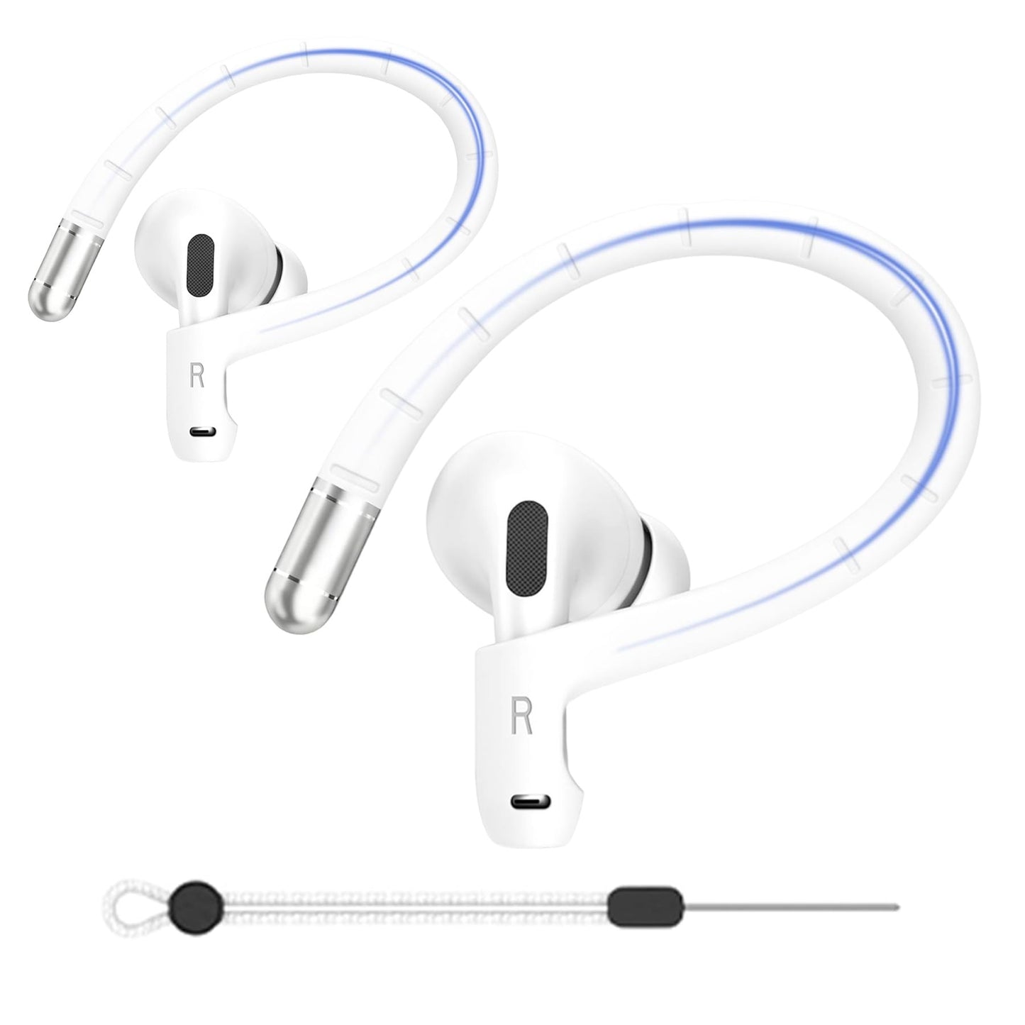 Adhiper 1 Pairs Ear Hooks for AirPods 4/AirPods 3/AirPods Pro 2/AirPods Pro(New Anti-Loss Lanyard And Cleaning Cloth) Anti-Slip Sports Ear Hooks