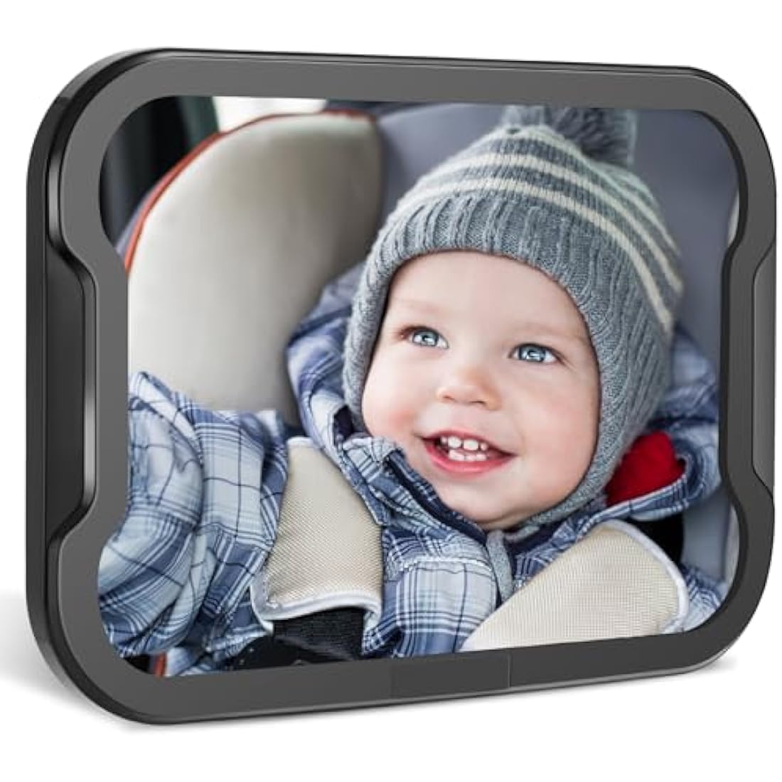 Zacro Baby Car Mirror - Large Fully Adjustable Shatter Proof Baby View Car Mirror Give Clear Views for Rear - Facing Car Seat, Strapped on Back Seat Headrest, Well - Designed for Baby Safety