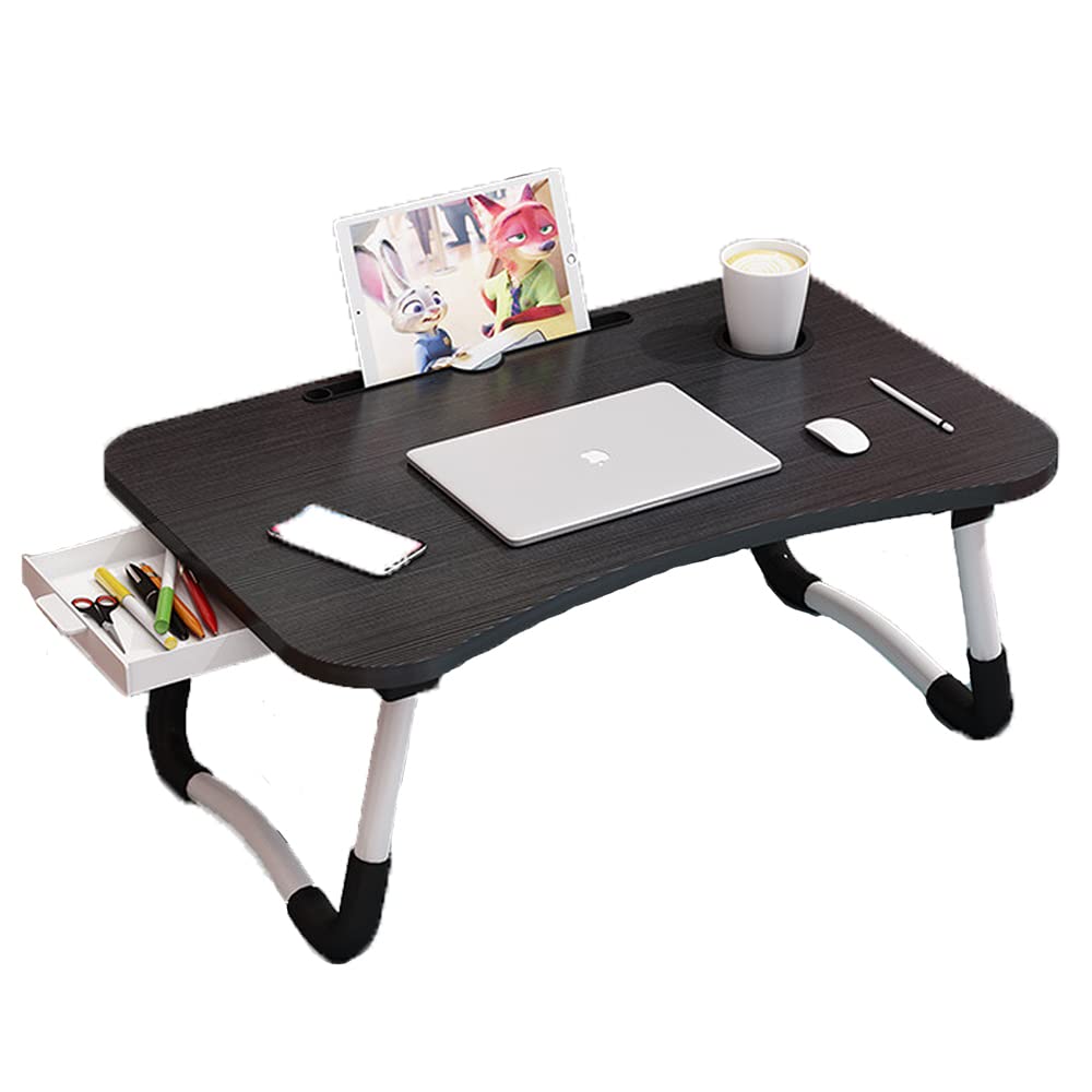 BSTMOME Laptop Desk Bed Stand Foldable Laptop Table Folding Breakfast Tray Portable Lap Standing Desk Reading and Writing Holder with Drawer for Bed