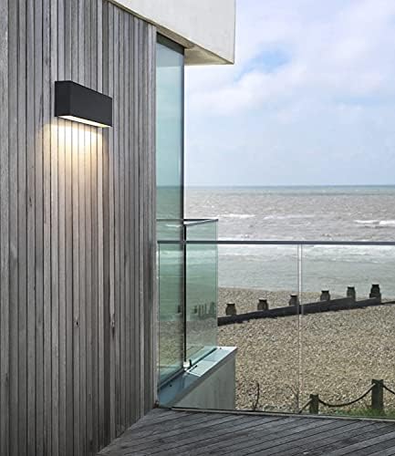 DAWALIGHT Outdoor Wall Lights Mains Powered 2 Pack LED 6W LED 3000K Warm White IP65 Waterproof Outside Wall Wash Down Lights for Garden Front Door Patio Terrance Balcony Porch, Plastic, Dark Grey