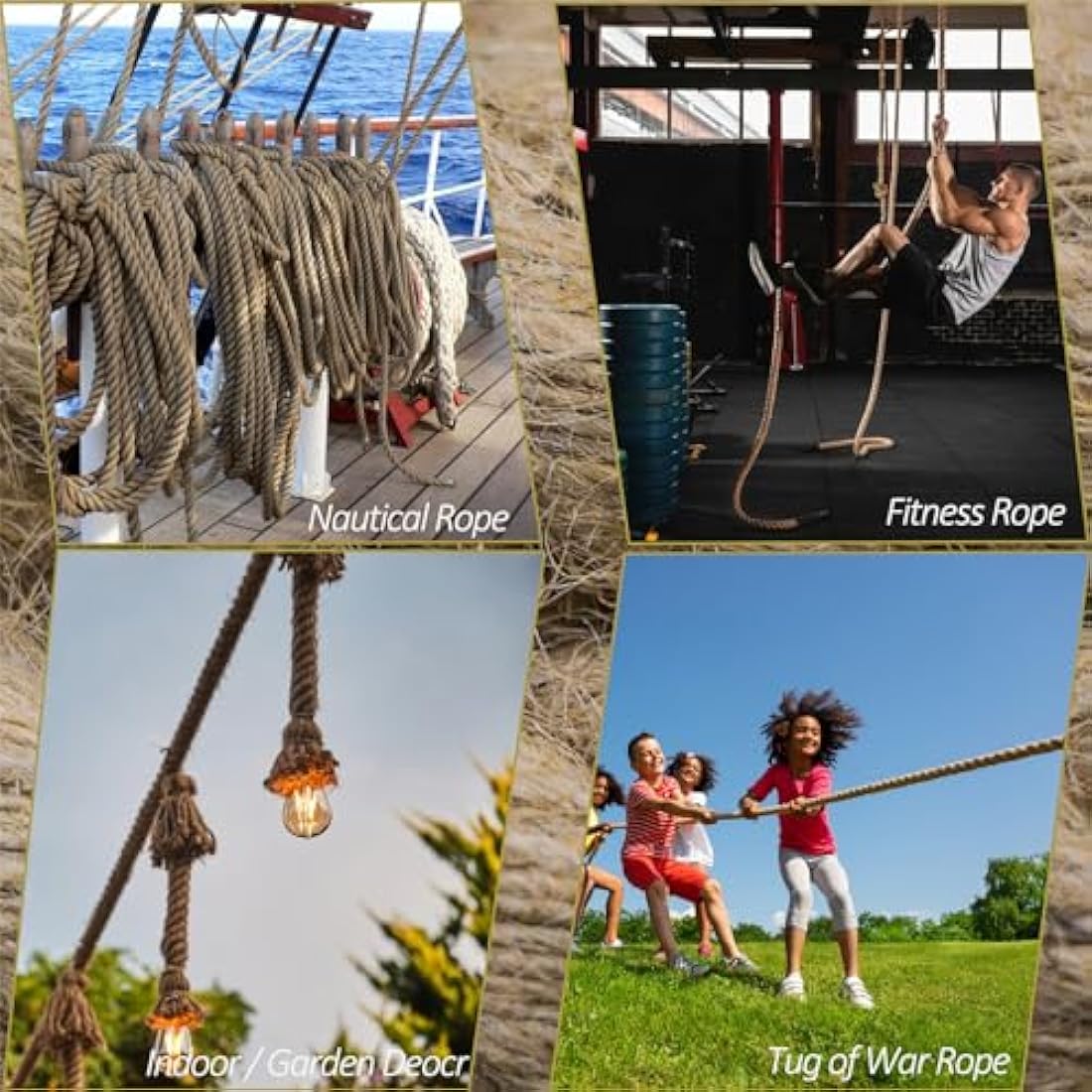 Aoneky Jute Rope - 14/16/20/25/30/40/50mm Heavy Duty Twisted Natural Hemp Rope for Garden, Tug of War, Climbing Hammock Fencing and DIY Art Decoration (22mm /15m)