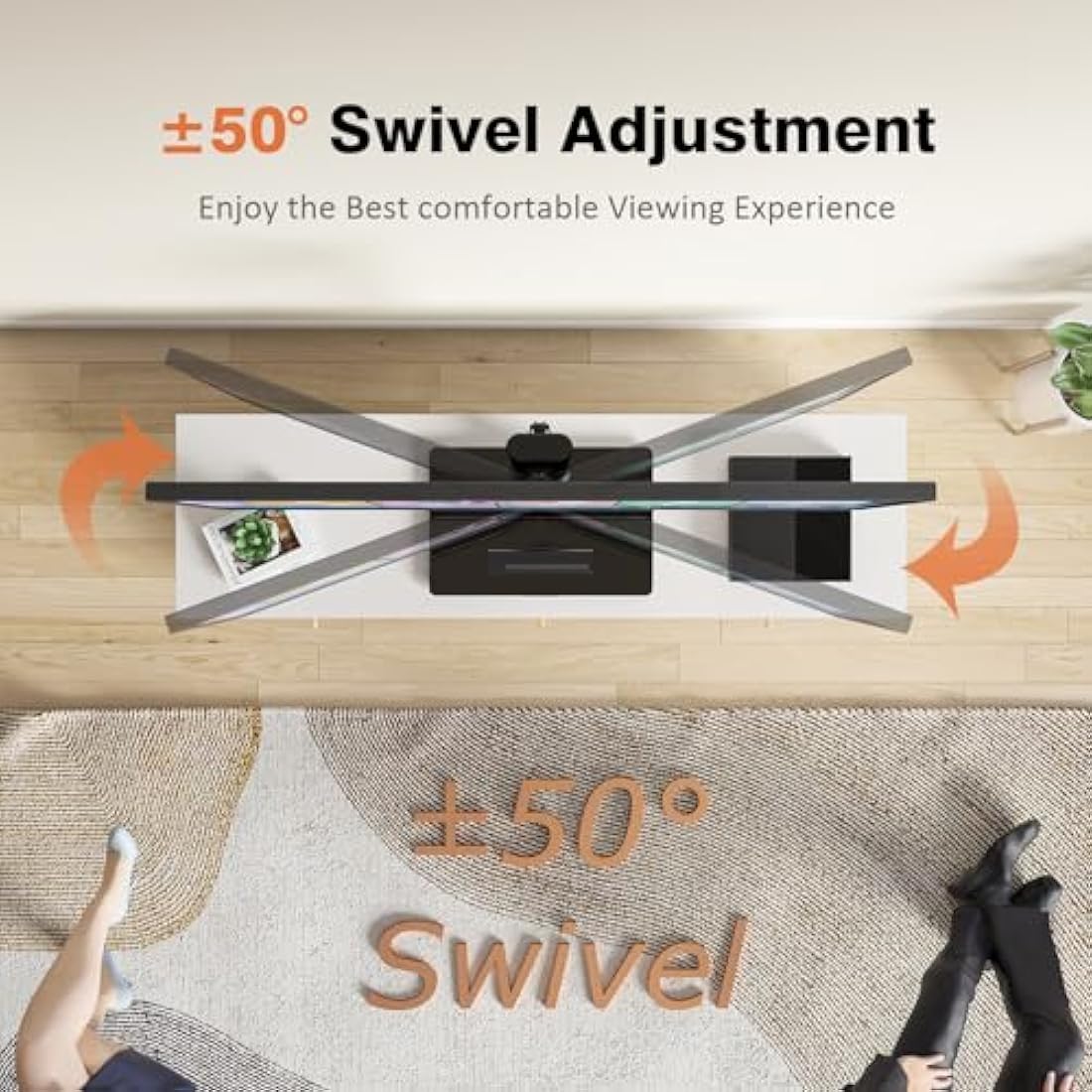 Universal Swivel TV Stand/Base Table Top TV Stand for 13 to 32 inch TVs with 100 Degree Swivel, 4 Level Height Adjustable, Heavy Duty Tempered Glass Base, Holds up to 35kg HT07B-001P