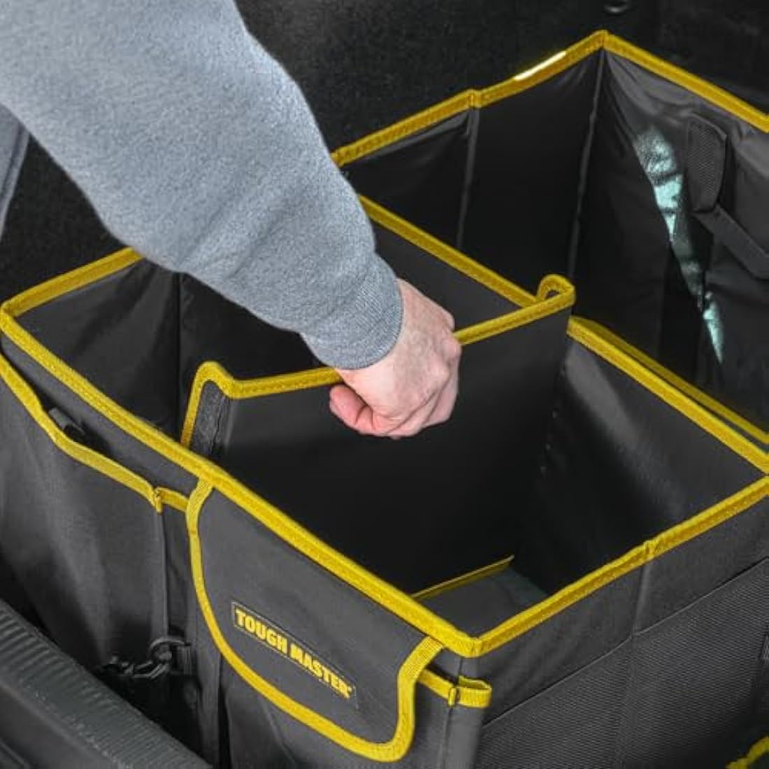 TOUGH MASTER Car Boot Organiser Large Capacity Collapsible Boot Tidy Bag, Heavy Duty Shopping Travel Holder For SUV, Car, Mini Van, Truck, 600D Polyester