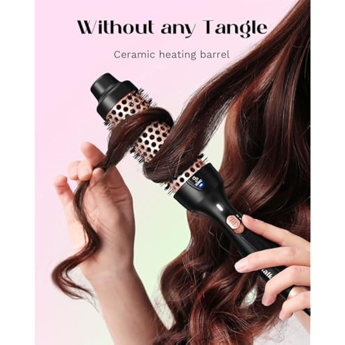 Wavytalk Thermal Brush, Heated Hot Brush for Hair Styling, 38mm IonicThermal Round Iron for Blowout Express, Heated Curling Iron Create Natural Curls, Dual Voltage and UK Plug, Rose Gold