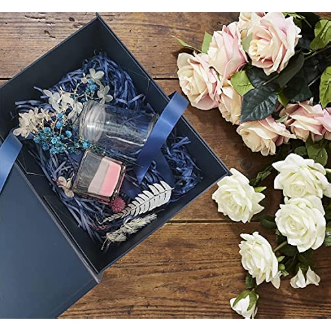 Blue Gift Box 33x26x11cm, Large Gift Box with Magnetic Lids and Silk Ribbon Specially Designed for Presents Birthdays, Holidays, Anniversaries Gift Packaging