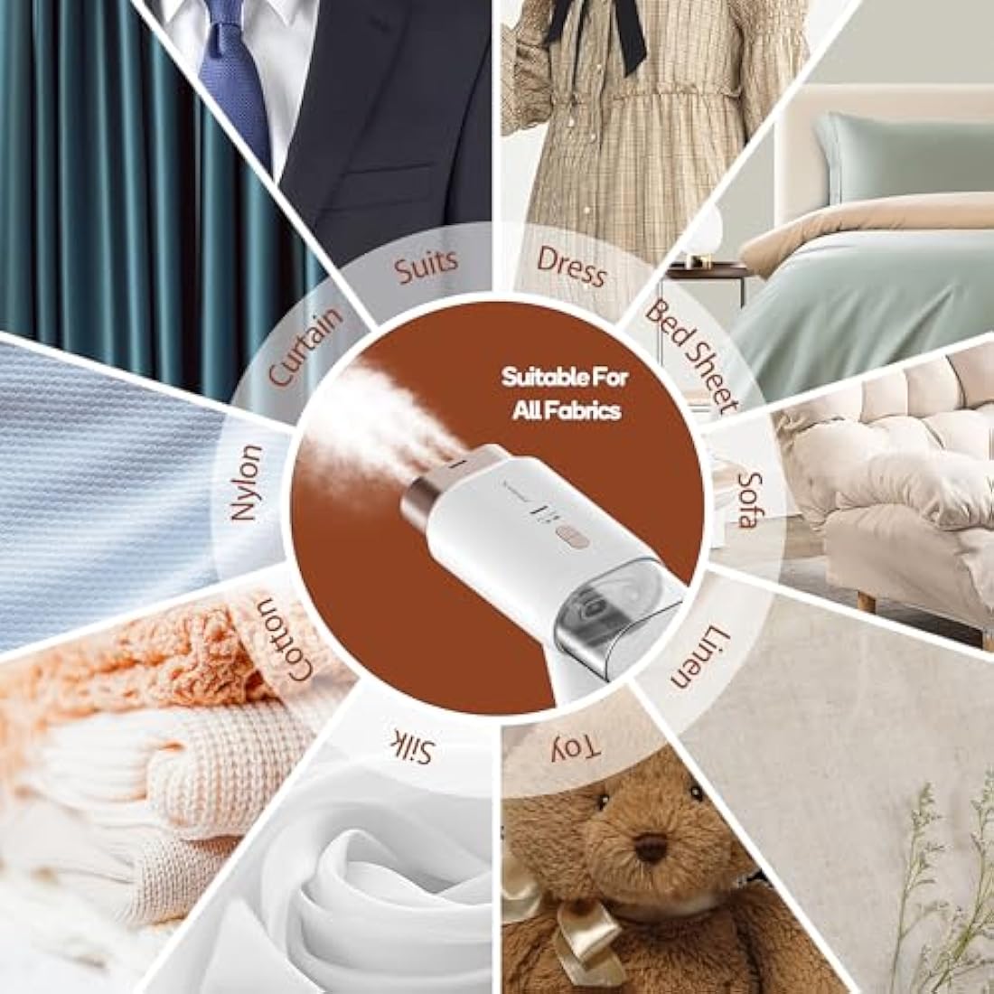 Newbealer Dual Voltage Travel Clothes Steamer - 220V/120V, 1200W Portable Garment Steamer with 180ml Detachable Water Tank, Horizontal & Vertical Steaming, Auto-Off, 20s Fast Heat Up, Gold