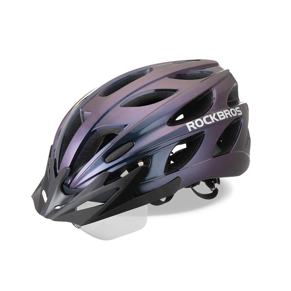 ROCKBROS Bike Helmet Adjustable Bicycle Helmet Lightweight with Detachable Magnetic Goggles Visor Adult MTB Road Bike