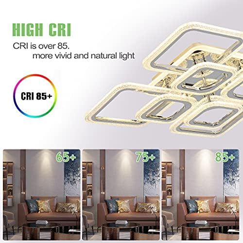 Qcyuui LED Ceiling Light Square, Modern Flush Mount Chandelier Lighting,Dimmable Bedroom Ceiliing Lamps Nordic Design for Living Room