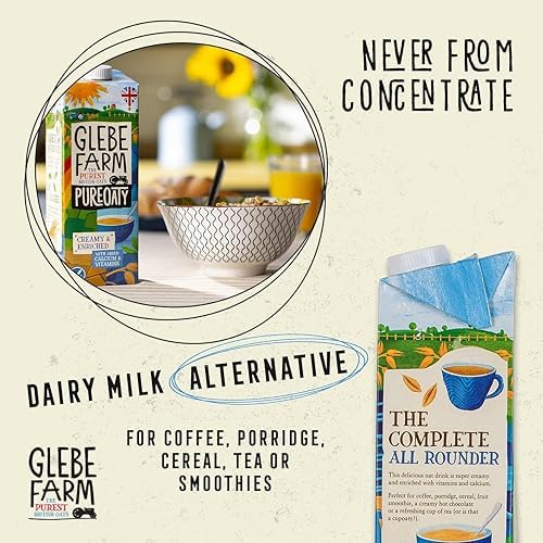 Glebe Farm PureOaty Creamy & Enriched - Barista Style Gluten Free Dairy Free & Vegan Coffee Creamer, High Protein with Calcium & Vitamin B12, 6 x 1 Litre