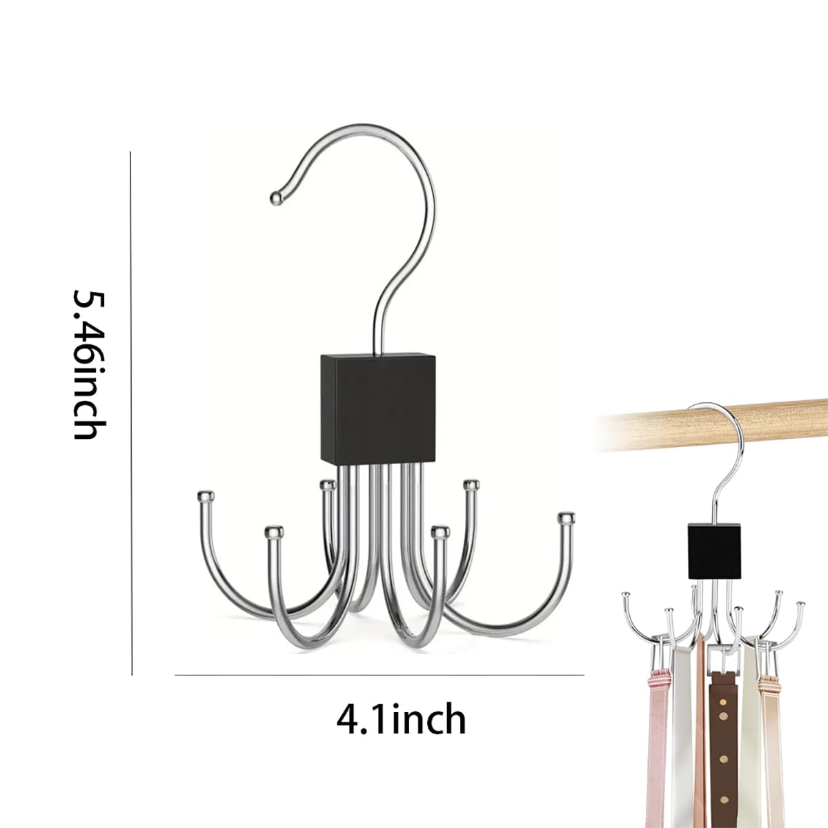Belt Hanger,2 Pieces Anti Slip Tie Hanger For Wardrobe Scarf Hanger With 6 Hooks Multifunctional Coat Hanger Hooks Rotatable Belt Rack Closet