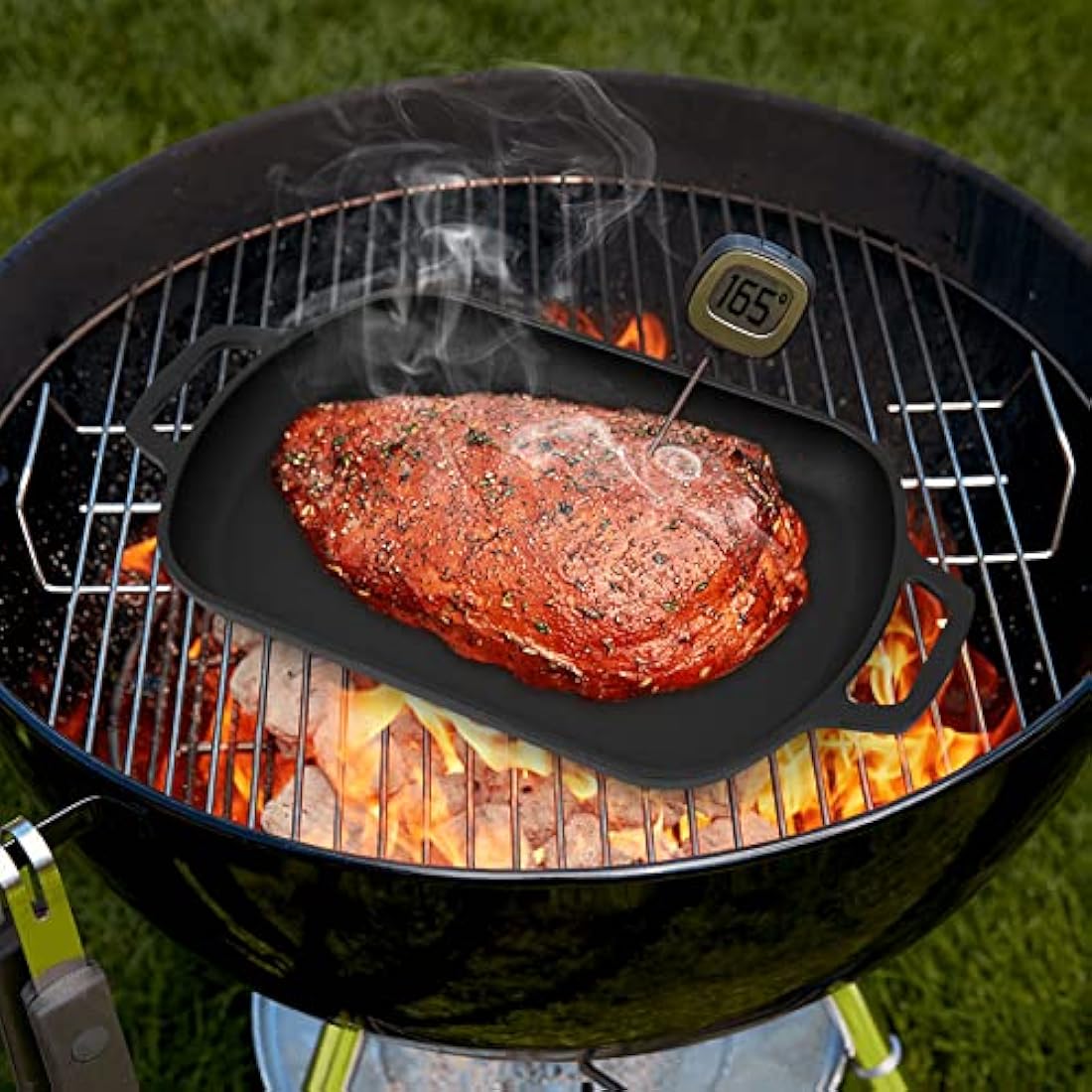 Mimiuo Cast Iron Griddle Pan Rectangular Non-Stick Frying Pan with Detachable Handle for Pizza Oven, Stovetop or Any Cooking Surface