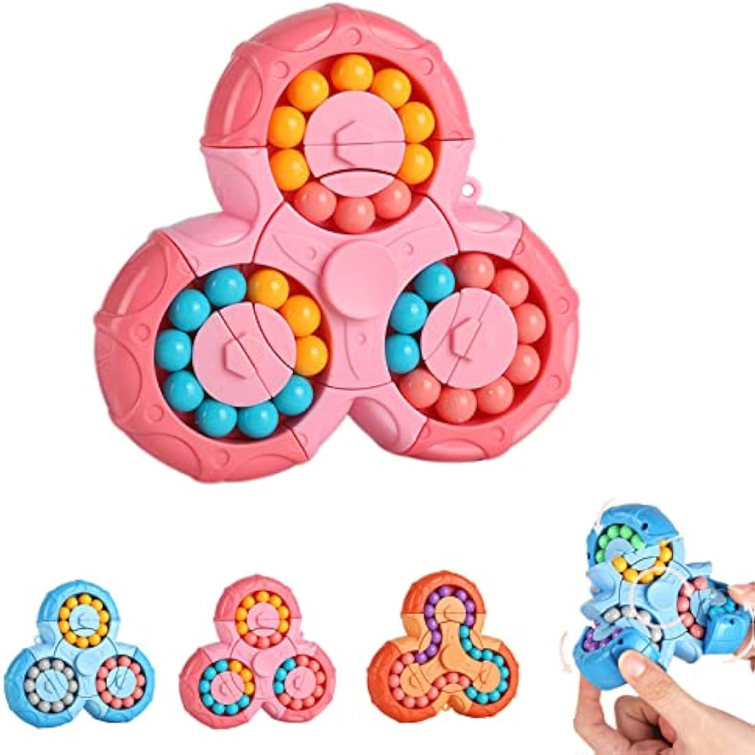 Magic Bean Rotating Cube Toy,Fidget Toy Spinner Ball Sorting Game Puzzle Brain Training Handheld Spinning Decompression Toy,Jigsaw Bean Toy Gifts for Kids,Teens,Adults Rotating Finger Cube Toy
