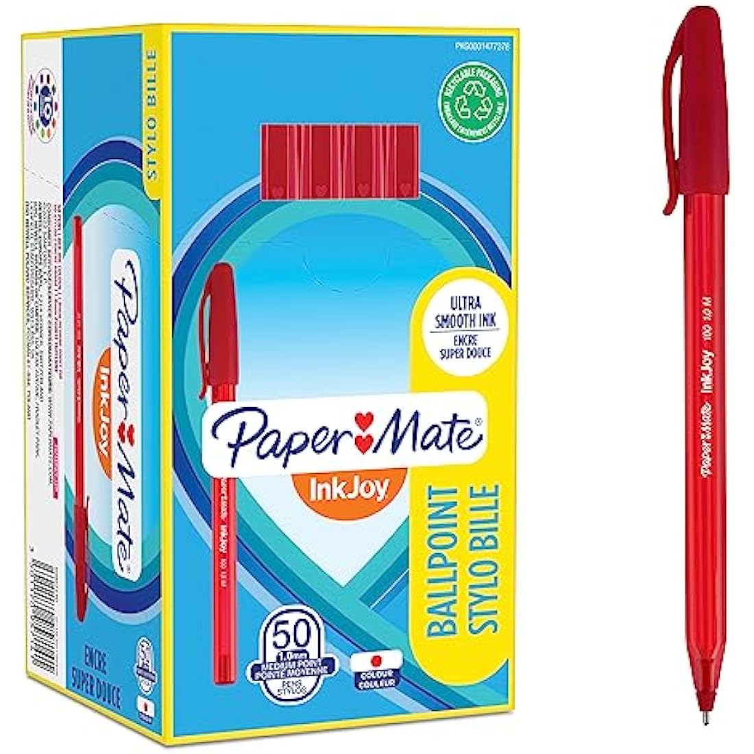 Paper Mate InkJoy 100ST Ballpoint Pens | Medium Point (1.0 mm) | Red | 50 Count