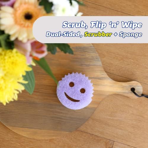Scrub Daddy Scrub Mommy Cleaning Sponges - Dual Sided Non Scratch Sponge Scourers, Smiley Kitchen Sponges for Dishwashing & Bathroom, FlexTexture Dish Scrubber Sponge, Violet Twin Pack