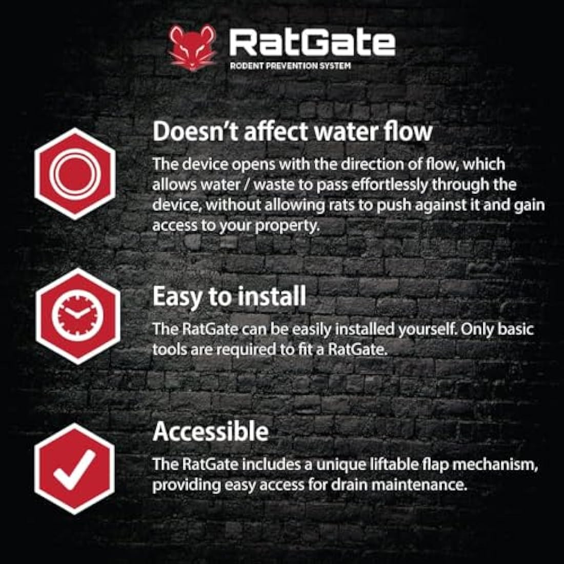 RatGate: 4" (110mm) stainless steel rat flap/barrier/blocker for clay, plastic and cast iron drainage pipes! Keep rats out of your property!