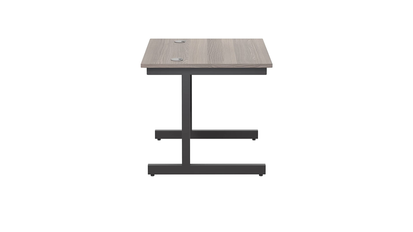 Office Hippo Heavy Duty Rectangular Cantilever Office Desk, Grey Oak Top/Black Frame, 80x80 cm