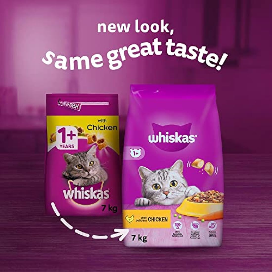 WHISKAS - 1+ Adult Dry Cat Food - 7kg - Biscuits Made with Chicken - Bulk Cat Food Bag
