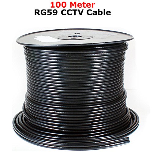 SAFEKOM| 100M Coaxial Cable, Shotgun RG59 1 Video& 2 Core CCTV Security Camera,100 Meter Satellite 75 Ohm Coaxial Cables Lead, Power Cable for DVR Security System, For Commercial&Residential Use.