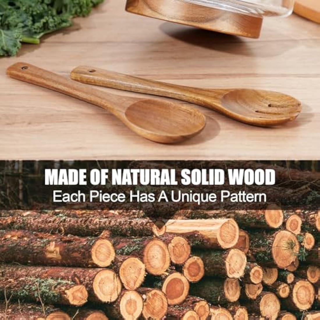 NiHome Large 3600ML Glass Salad Bowl with Acacia Wood Salad Tongs, Enhanced Stability Design, Versatile Serving Bowl for Salads, Fruits, Ideal for Gatherings & Daily Family Dining