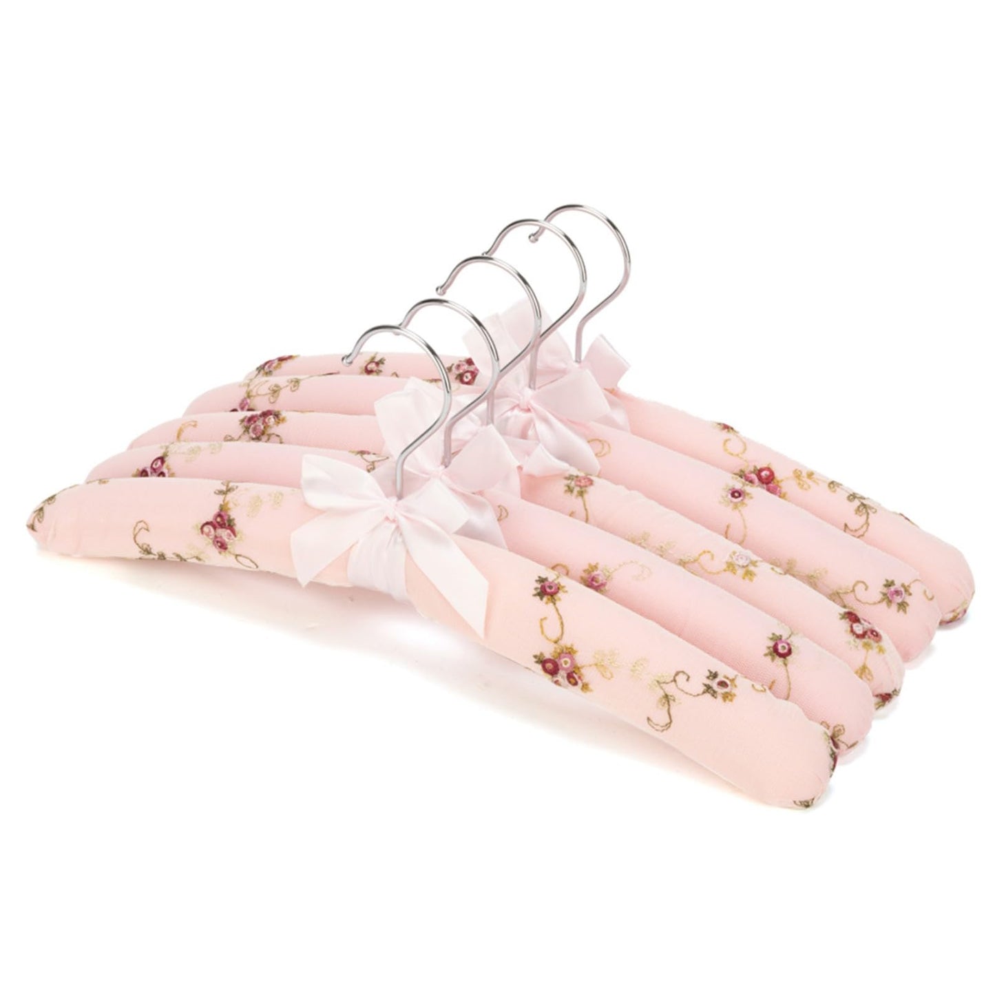 Xiabing Anti-Slip Satin Padded Clothes Hangers with Rotatable Hooks No Shoulder Bump for Women Heavy Sweaters, Coats, Suits (5, Pink-Lace)