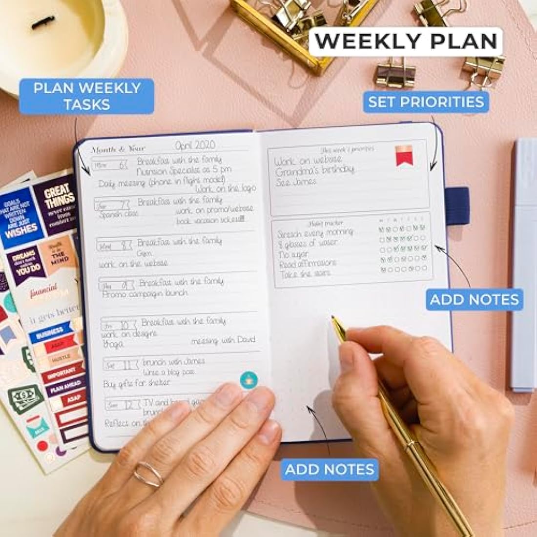 GoGirl Planner and Organizer for Women – Pocket Weekly Planner, Goals Journal & Agenda for Time Management & Productivity. Undated (Royal Blue)