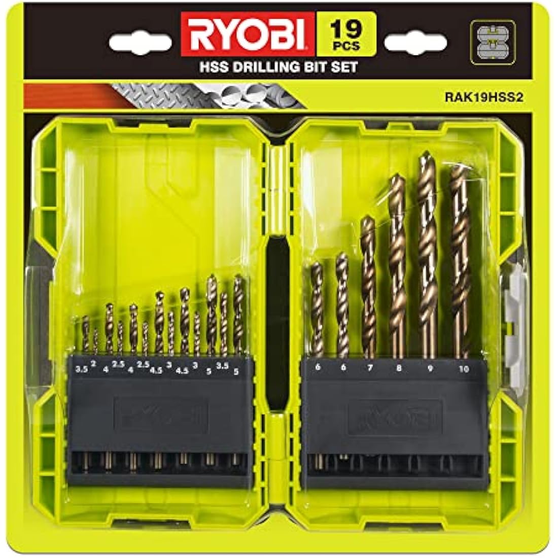 Ryobi 5132004390 RAK19HSS2 19pcs HSS Drill Bit Set