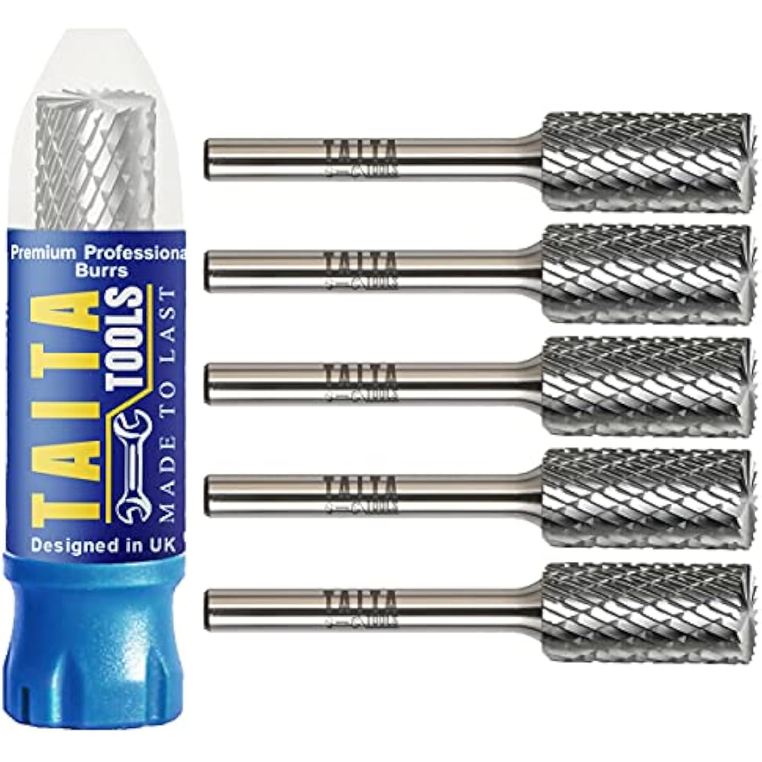 Carbide Burr 1/4" Shank, SB-5 Tungsten Double Cut Rotary Die Grinder Bits - Cutting Burrs for Milwaukee, Dewalt and Makita Die Grinder Accessories - Wood Carving Metal Working & Sturdy Storage Case