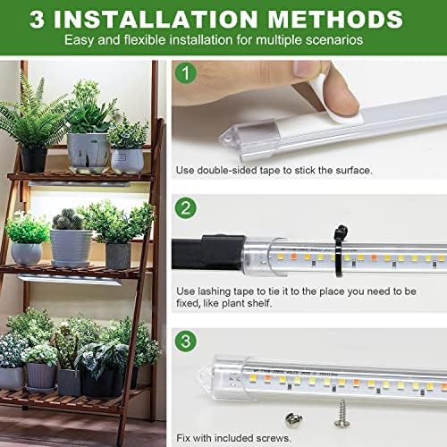 Kullsinss Grow Lights for Indoor Plants, 6000K/3000K/660nm Full Spectrum LED Plant Grow Light Strips with 10 Dimmable Levels, 3/9/12H Timer, Sunlike Grow Lamp for Hydroponics Succulent, 2 Pack
