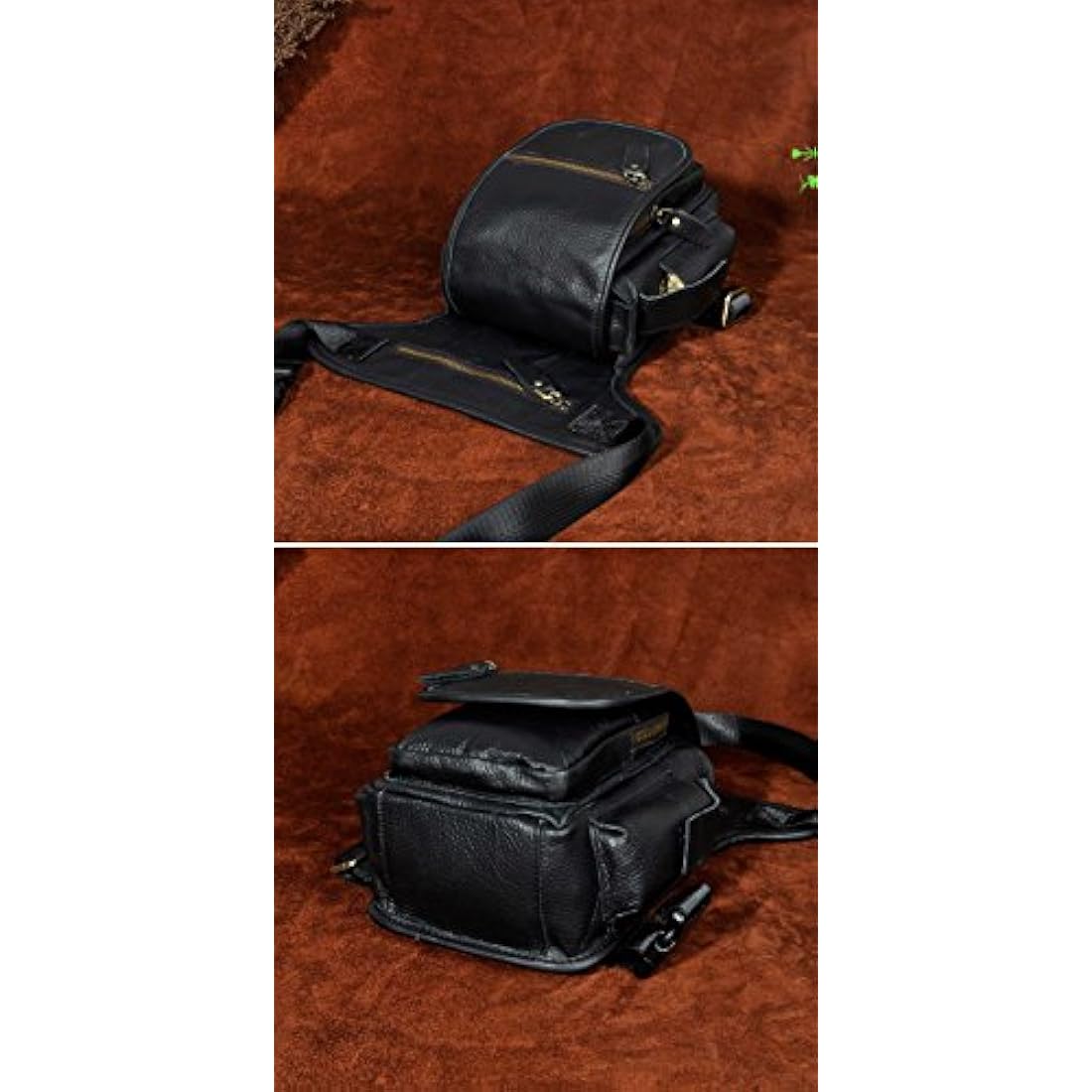Le'aokuu Mens Genuine Leather Messenger Riding Hip Bum Waist Pack Drop Leg Cross Over Thigh Bag