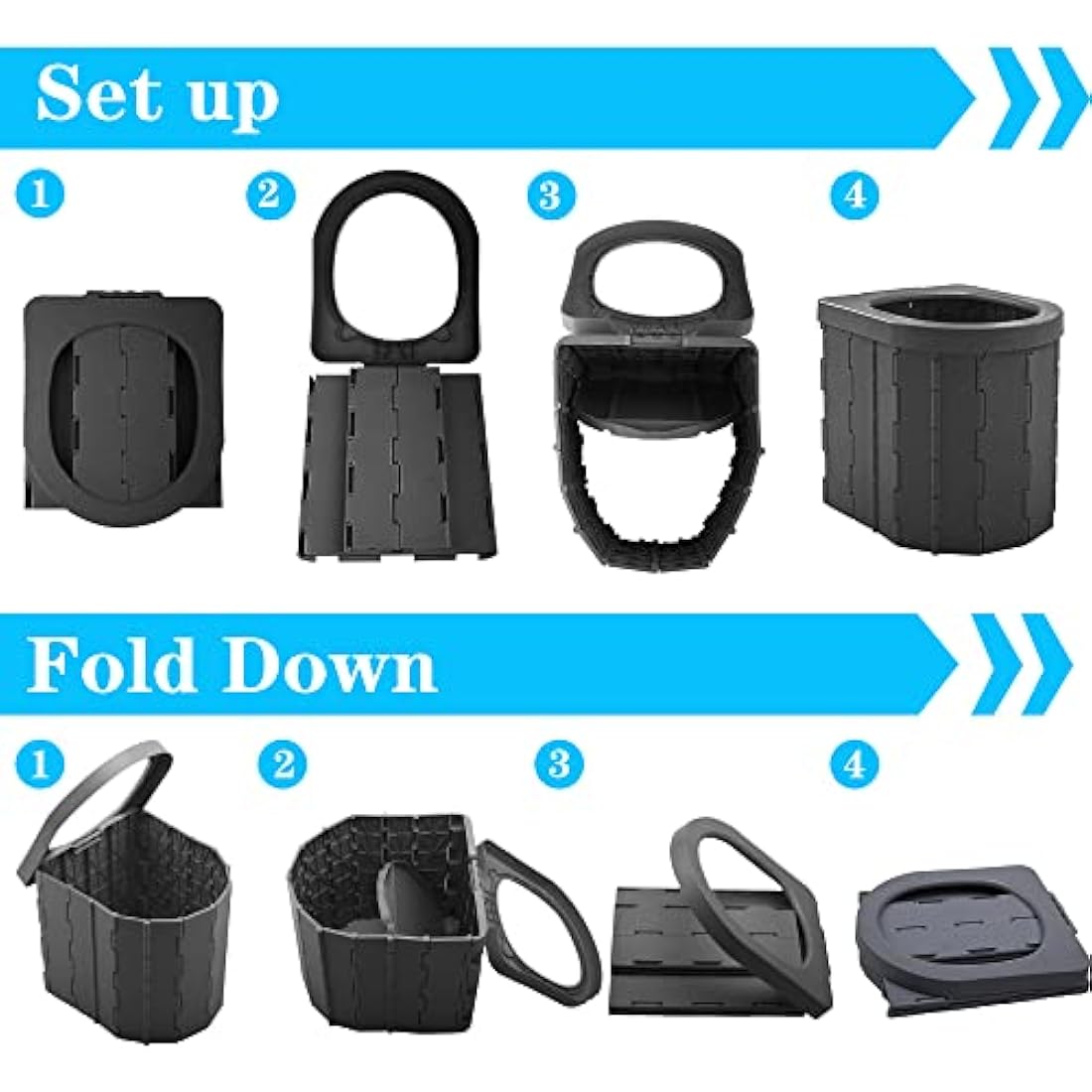 KINSPORY Portable Toilet, Outdoor Camping Toilet Fishing Toilet Campervan Toilet Collapsible Toilet Bucket Portable Loo Camping Loo Camping WC