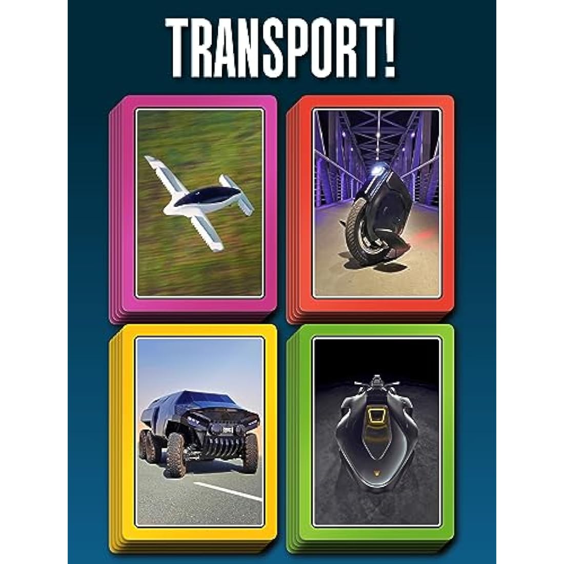 SMART CARDS Transport, 7 games in 1, Pairs, Snap, Trumps, Rummy, Memory Quiz, Learn Facts, Travel Game, Gift, Stocking Filler, Age 5+, 1-8 Players