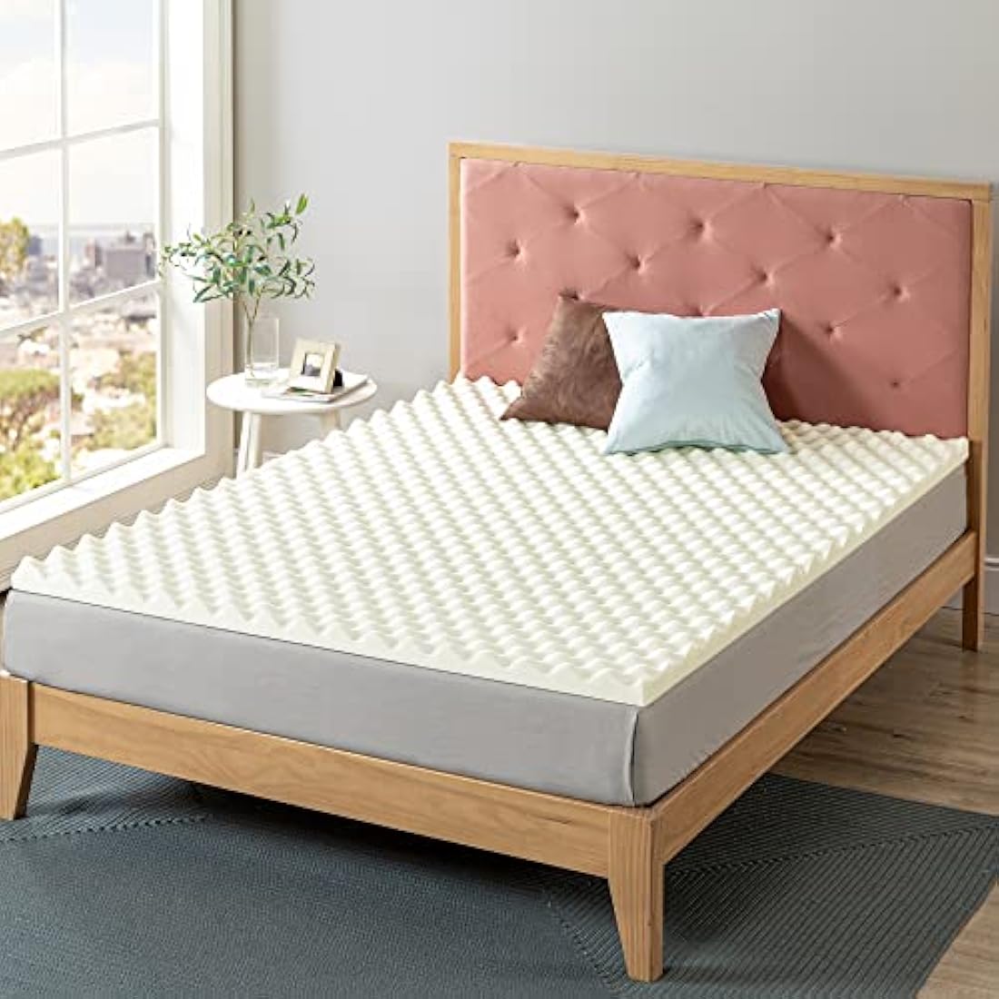 ZINUS 2 Inch Swirl Copper Cooling Memory Foam Mattress Topper/Antimicrobial & Odor Resistant/Airflow Design, Full