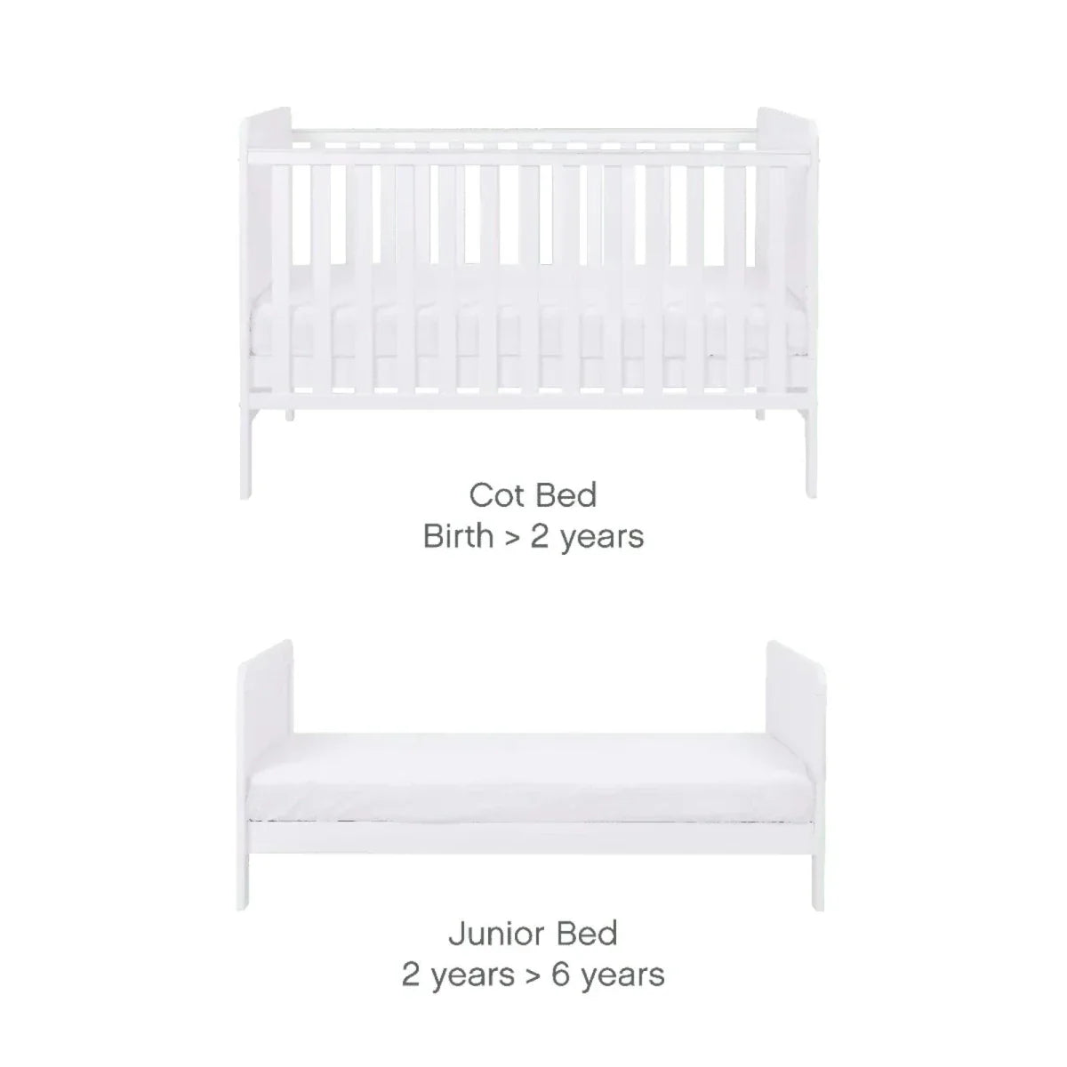 Tutti Bambini Rio Cot Bed with Cot Top Changer & Mattress - White