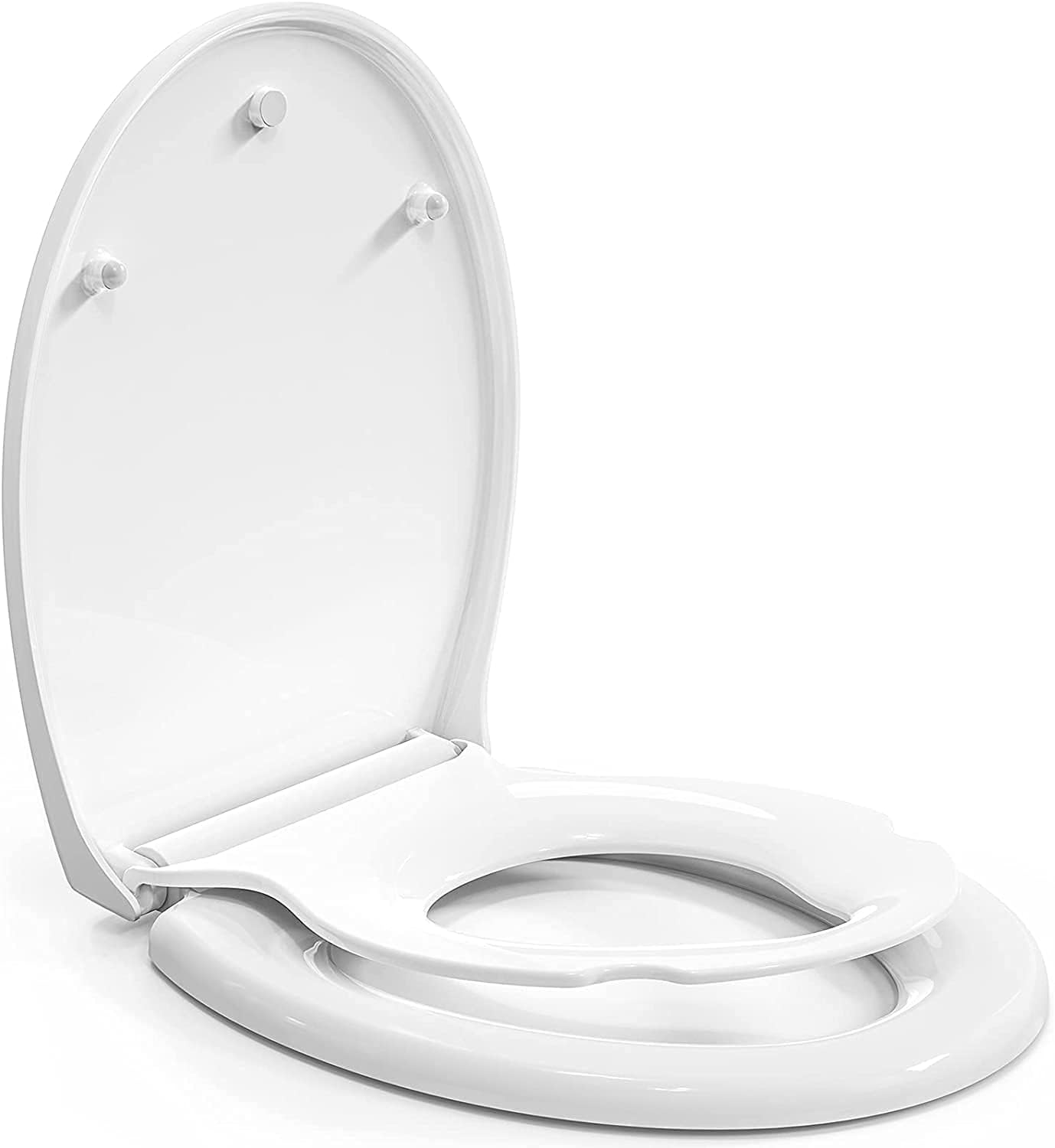 Pipishell Family Toilet Seat Soft Close with Removable Child Seat, Quick Release for Easy Cleaning, Top Fixing, White Toilet Seat with Adjustable