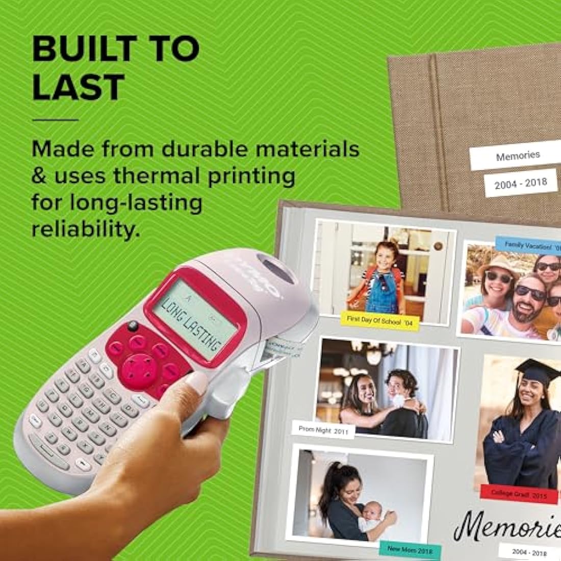 Dymo LetraTag LT-100H Handheld Label Maker | ABC Keyboard Label Printer with Easy-to-Use, 13 Character LCD Screen | Great for Home & Office Organisation | Pink
